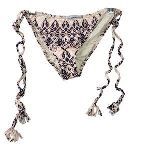Eberjey Rumba Eva Ikat Tie-Side Bikini Bottom Small Coconutgirl Peach Navy USA